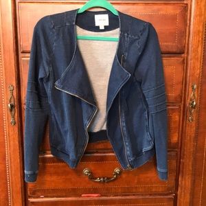 Faux denim bomber jacket